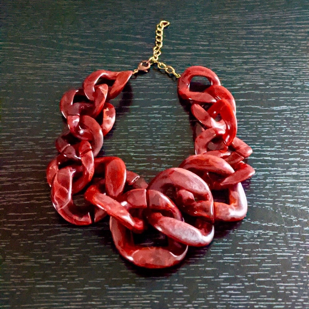 Burgundy Chain link Choker Necklace